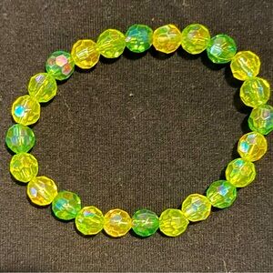 7in handmade beaded bracelet with multi green beads